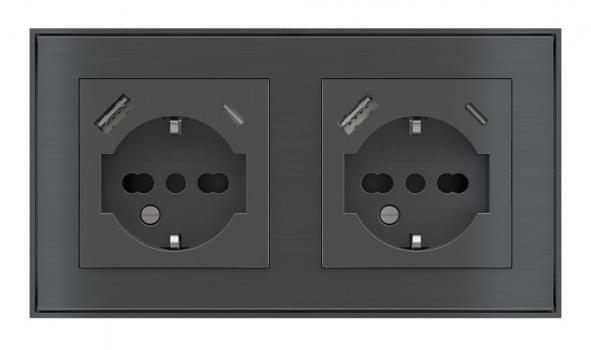 Socket point for 2-fold plate (55x55 mm modules) - IT USB