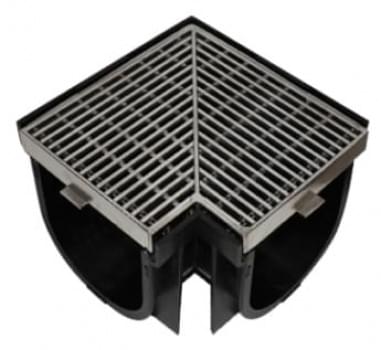 EasyDRAIN Standard Corner with EuroDesign Stainless Steel Grate from Everhard Industries