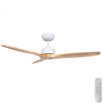 Wynd DC Ceiling Fan With Remote – White with Handcrafted Natural Timber Blades 54?