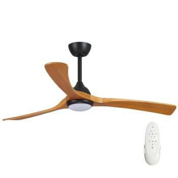Fanco Sanctuary DC Ceiling Fan with LED Light – Black with Teak Blades 52″ from Universal Fans x Fanco