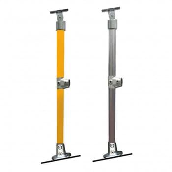 DDA Stanchion 0-11° w/ Mid Rail End Post - Galvanised OR Yellow from Safety Xpress