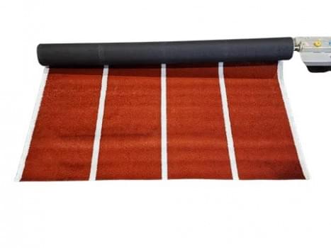 18mm Multisport 4 Lane Running Track - Terracotta With White Line - 3.975m Wide Sold Per LM