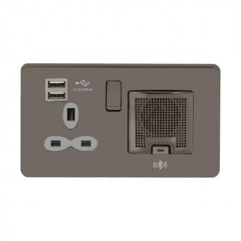 13A 1G Switched Socket with 12W Dual USB Charger - USB-A and TWS Bluetooth Audio Speaker