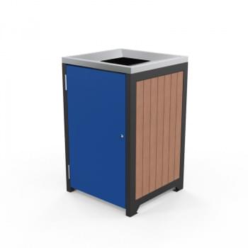 Athens Bin Enclosures - Enviroslat Walnut Base and Black Frame Stainless Steel Open Top from Astra Street Furniture
