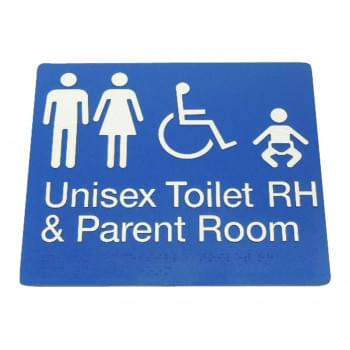 Unisex toilet RH and parent room sign 975-MFDTP-RH-B