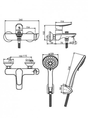 Milano Exposed Bath &amp; Shower Mixer with Shower Kit oleh American Standard