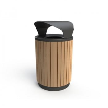 London Bin Covered Top - Mixed Blonde (Powder Coated Black) from Astra Street Furniture