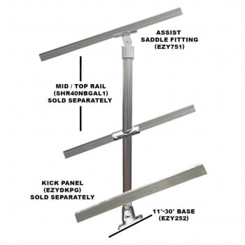 DDA Stanchion 11°-30° w/Mid Rail & Kick Panel - Galvanised Or Yellow from Safety Xpress
