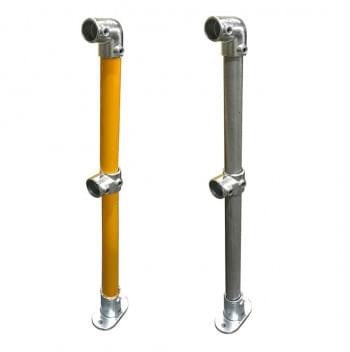 Ezyrail - End stanchion w/ Base Fixing Plate - Galvanised Or Yellow from Safety Xpress