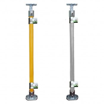 End Stanchion with Straight Angle Base Plate - For 700mm Mesh Panels - Galvanised Or Yellow