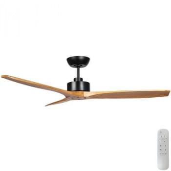 Wynd DC Ceiling Fan With Remote – Matte Black with Handcrafted Teak Blades 54?