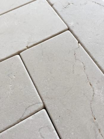 Ivory Tumbled Limestone Long Subway from Graystone Tiles & Design Studio
