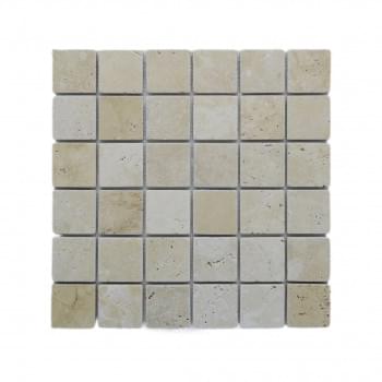 Classic Travertine Square Tumbled Mosaic from Graystone Tiles & Design Studio