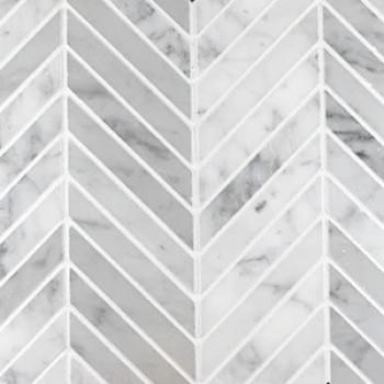 Carrara Chevron Honed Mosaic from Graystone Tiles & Design Studio