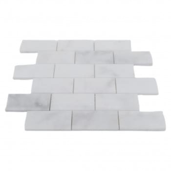Imperial White Marble Brick-Bond Honed Subway Mosaic from Graystone Tiles & Design Studio