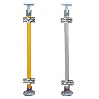 Through Stanchion with Straight Angle Base Plate - For 700mm Mesh Panels - Galvanised Or Yellow