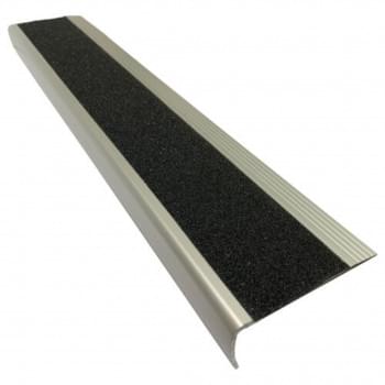 Aluminium Stair Nosing - Carborundum Super Anti Slip Insert - Yellow OR Black - 75mmx30mm - Sold Per Metre from Safety Xpress