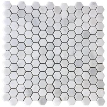 Carrara Small Hexagon Honed Mosaic