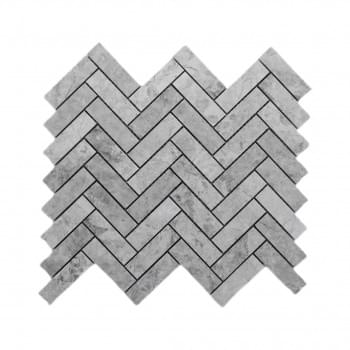 Tundra Grey Marble Medium Herringbone Mosaic