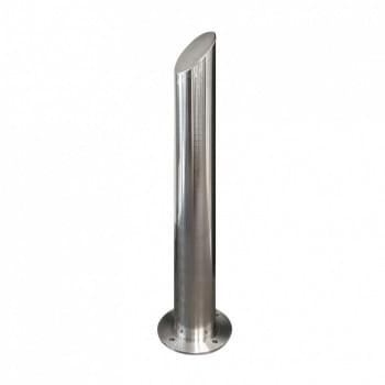 140mm Mitre-Top Stainless Steel Bollards - Base Plate