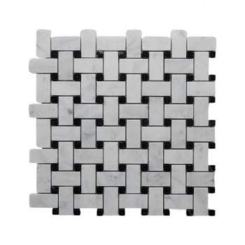 Imperial White Marble Basketweave Honed Mosaic from Graystone Tiles & Design Studio