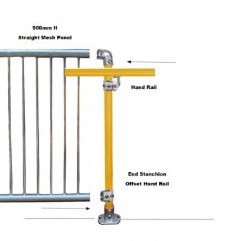 End Stanchion with Straight Angle Base Plate - Offset - Galvanised Or Yellow from Safety Xpress