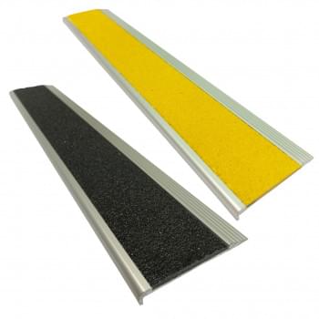 Aluminium Stair Nosing w/ Tough Fibreglass Anti Slip Insert 75mmx10mm - Yellow OR Black Per Metre from Safety Xpress