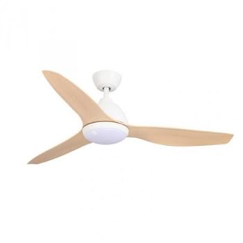 Fanco Breeze AC Ceiling Fan with CCT LED Light and Wall Control – White and Beechwood 52?
