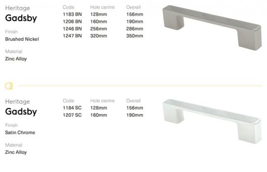 Gadsby, 160mm, Brushed Nickel from Archant