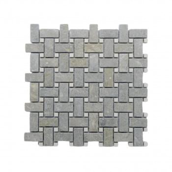 Bardiglio Marble Herringbone Mosaic from Graystone Tiles & Design Studio