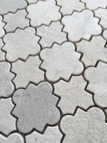 Cairo Crema Marfil Tumbled Mosaic from Graystone Tiles & Design Studio