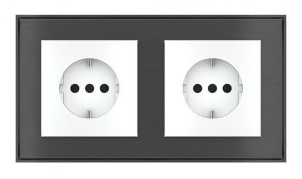 2 fold plates and frames to be used with power sockets (55x55 mm modules)