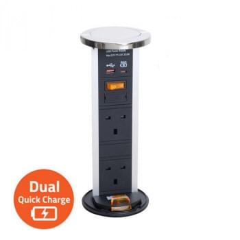 Pop-up Socket with 2 x BS Socket and  20W Dual USB Quick Charger - USB-A/ C from Kengo