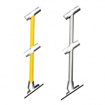 Ezyrail - Through stanchion w/ Base Fixing Plate - 30°- 45° - Galvanised Or Yellow