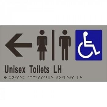 ML16230 Unisex Accessible Toilets Divided LH Transfer & Arrow - Braille