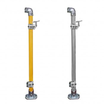 End Stanchion with Straight Angle Base Plate - Offset - Galvanised Or Yellow