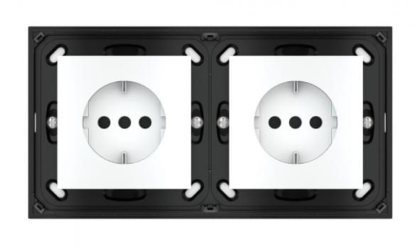 2 fold plates and frames to be used with power sockets (55x55 mm modules) from ATELiER