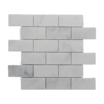 Imperial White Marble Brick-Bond Honed Subway Mosaic
