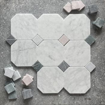 Juliette Carrara Octagon Dot Tumbled Mosaic