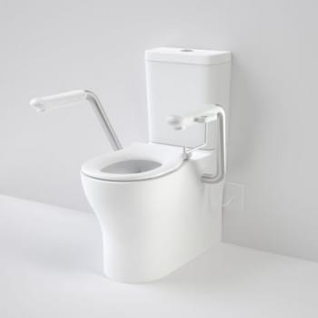 Opal Cleanflush Easy Height Wall Faced Close Coupled Suite with Nurse Call Armrests - 985400ARWNCL / 985300ARWNCL / 985600ARBLNCL / 985700ARAGNCL / 985400ARWNCR / 985700ARAGNCR / 985300ARWNCR / 85600ARBLNCR from Caroma