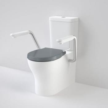 Opal Cleanflush Easy Height Wall Faced Close Coupled Suite with Armrests - 985400ARW / 985300ARW / 985600ARBL / 985700ARAG from Caroma