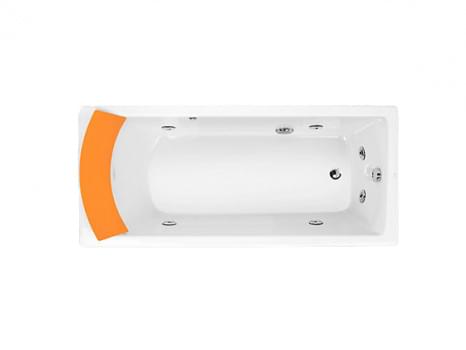 Biove 1.7m Drop-in Cast Iron Whirlpool Bath with Orange Bath Pillow - K-8279T-1P-0