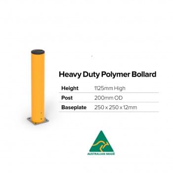 Bollard Heavy Duty Impact Flexible Poly Bollard - Surface Mount - 200mm x 1125mm from Safety Xpress