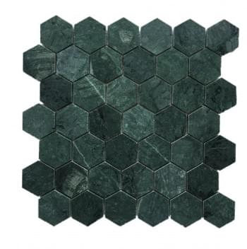 Indian Green Hexagon Honed Mosaic