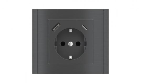 Square socket point (55x55 mm module) - Schuko USB from ATELiER