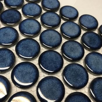 Deep Blue Penny Round Mosaic Large from Graystone Tiles & Design Studio