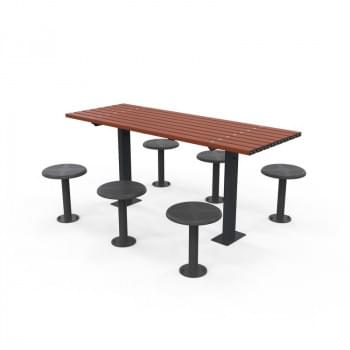 Orbit Setting - Rectangular Table - Wood Grain Aluminium - Western Red Cedar