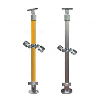 Ezyrail Landing Stanchion top and mid rail with kick panel - Galvanised Or Yellow