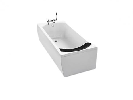 Ove 1.7m Integrated Acrylic BubbleMassage Bath with Grey Bath Pillow, Left Alcove - K-1768T-GE58-0