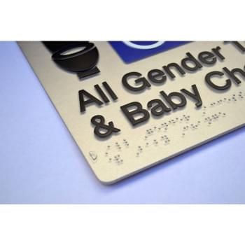 All Gender Accessible LH Baby Change Acrylic Silver Braille Sign from Britex